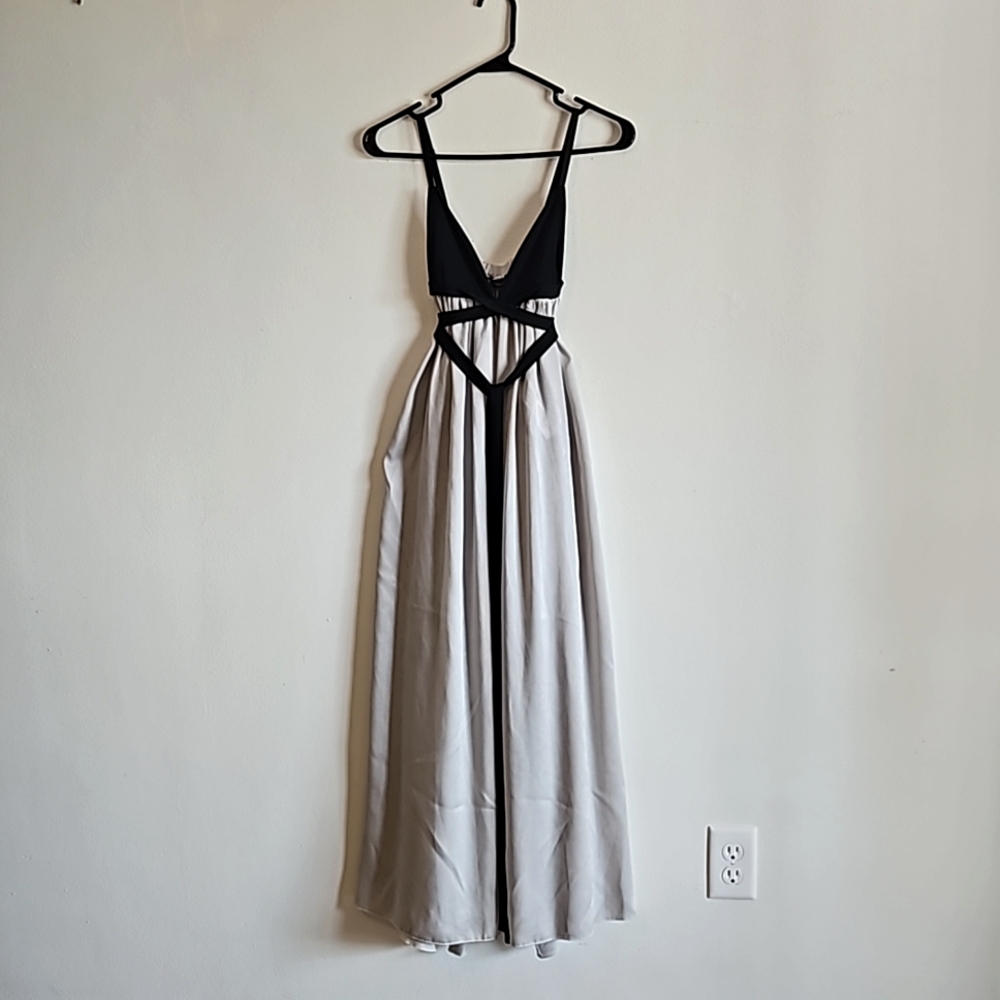 Zara Black and Light Gray Cutout Maxi Dress